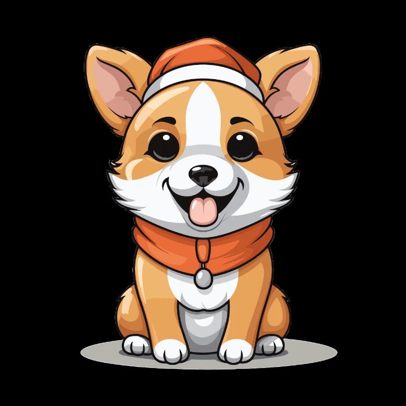 Design de Noël de chien - Style Kawaii