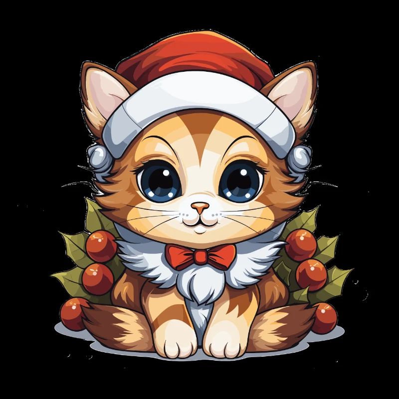 Design de Noël de chat - Style Kawaii