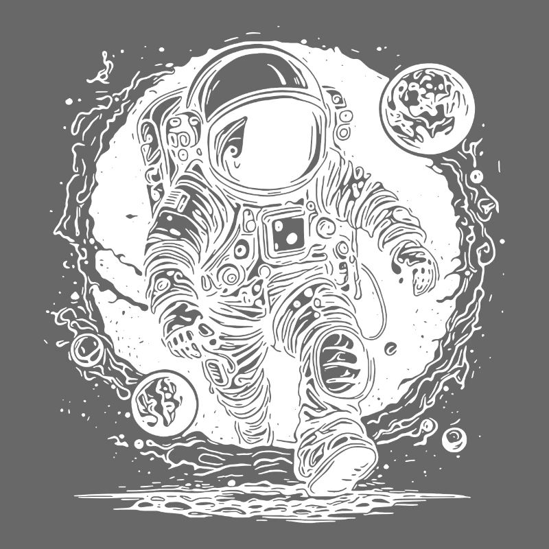 Outer Space Hole Astronaut with Exotic Planets