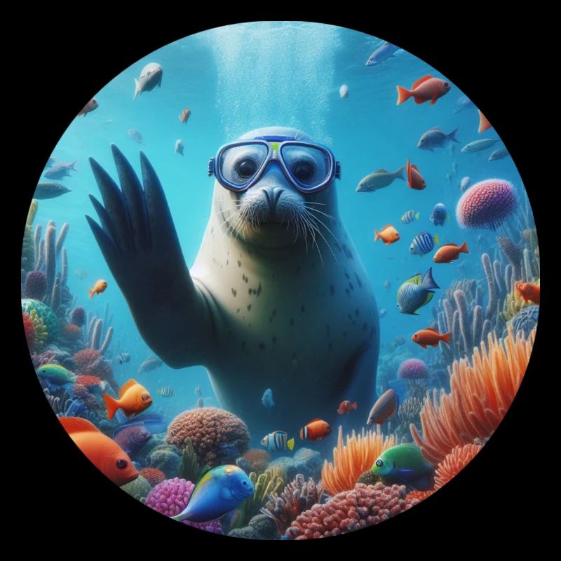 Robbe im Meer mit Taucherbrille