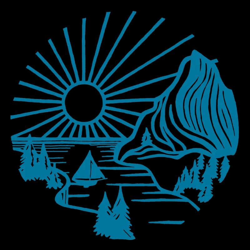 Paysage de vacances (bleu)
