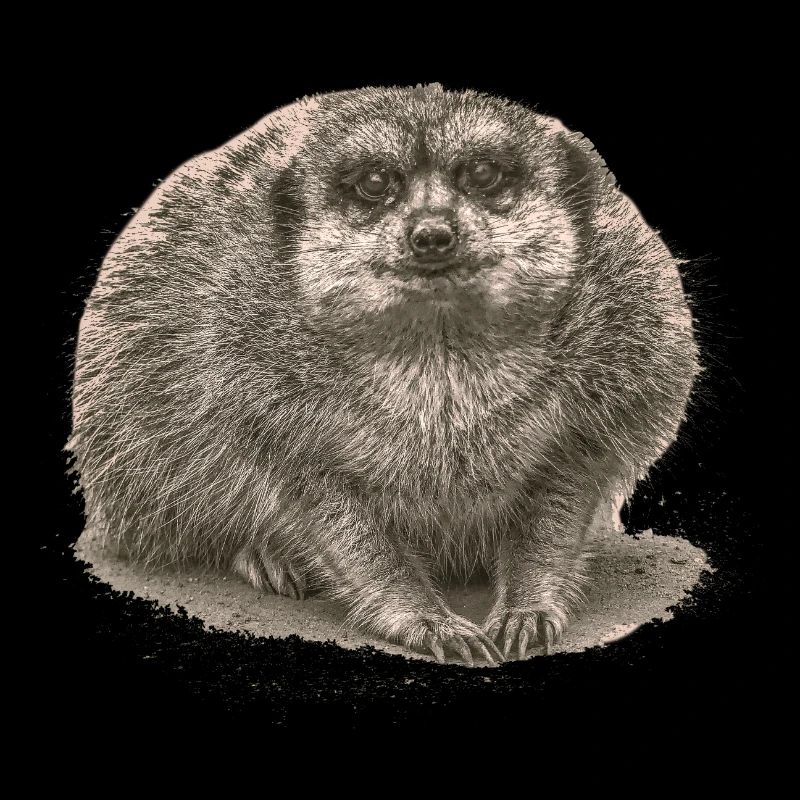 Suricate assis dans le sable