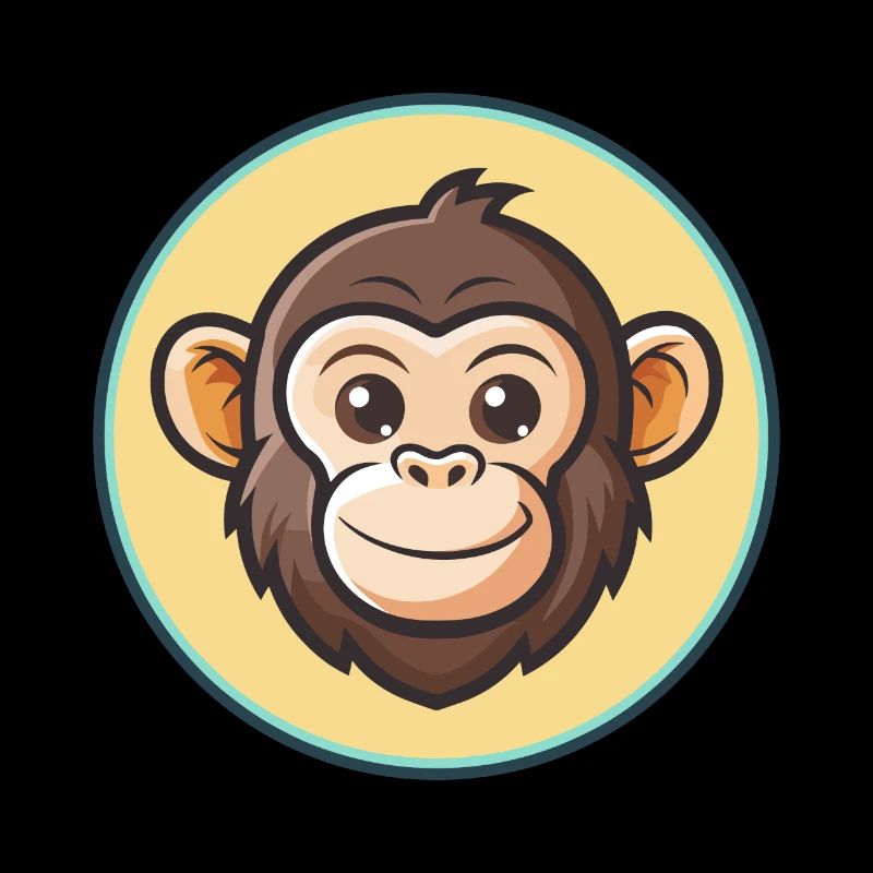 Chimpanzé Kawaii Personnage De Dessin Animé Visage D’animal