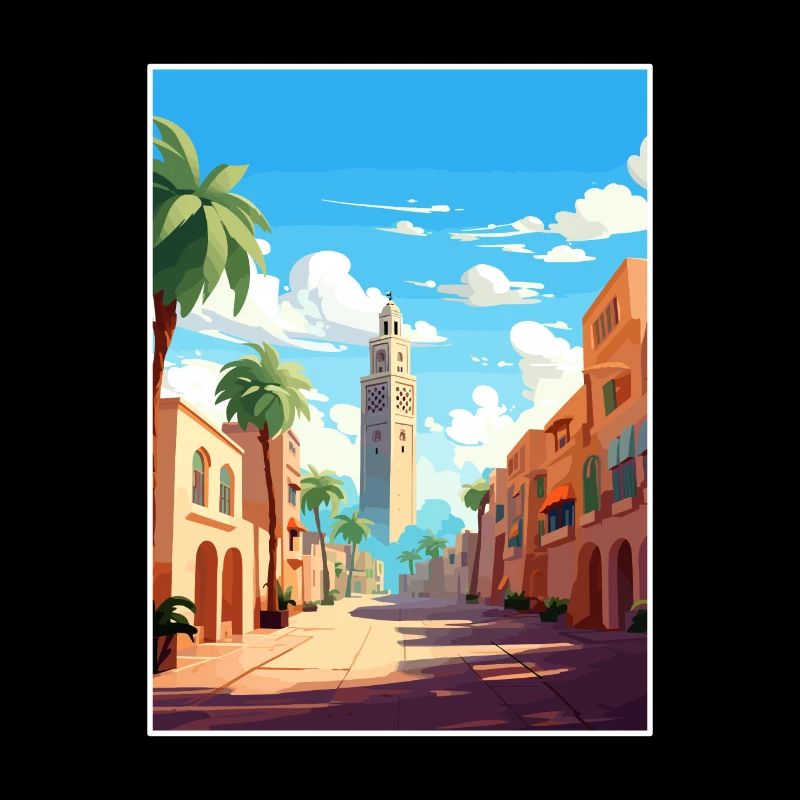 Casablanca Marokko Reiseposter Souvenir Farbe WP