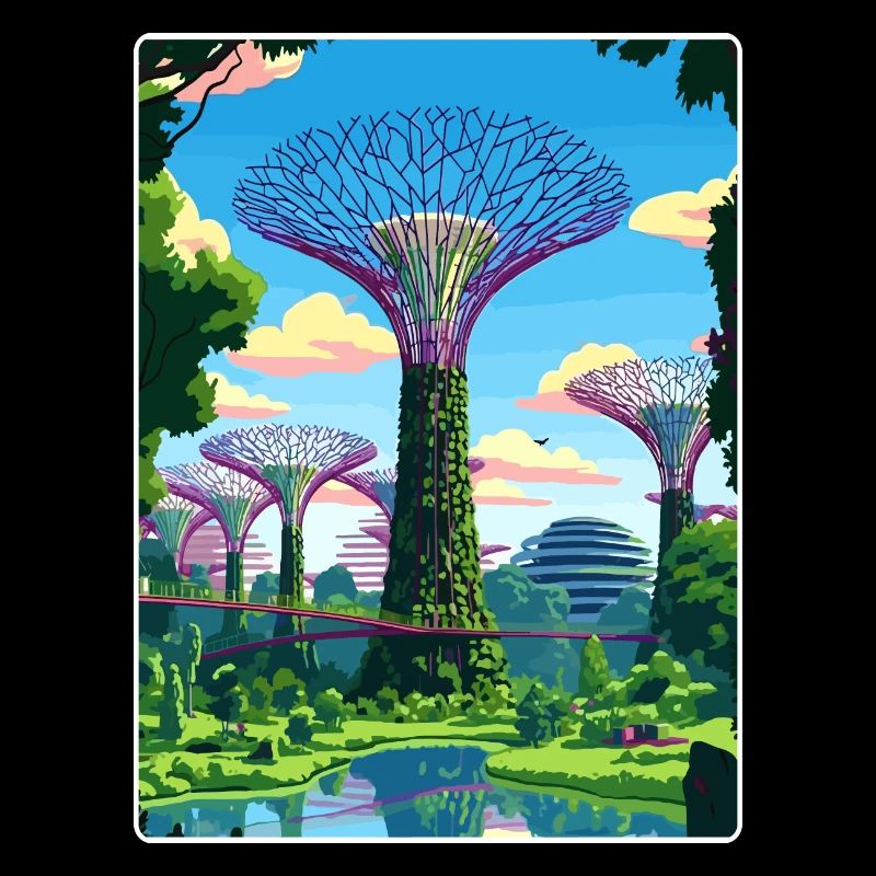 Supertree Grove Singapour Affiche de voyage souvenir