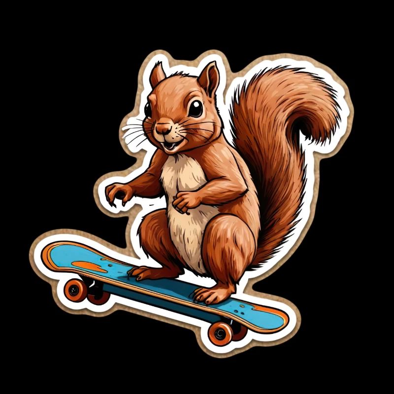 Eichhörnchen auf Skateboard