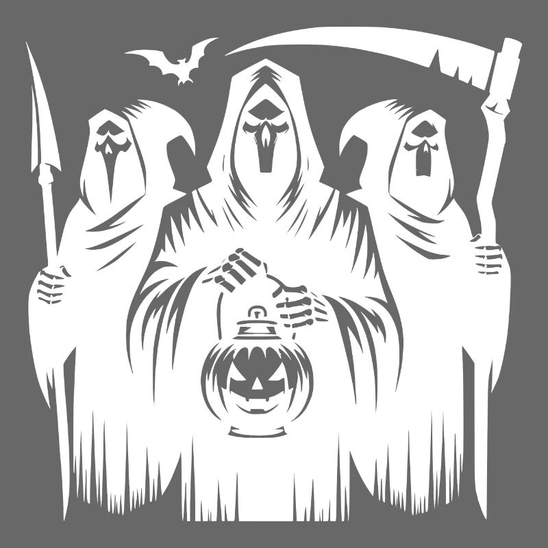 Scary Halloween Grim Reaper Group with Pumpkin