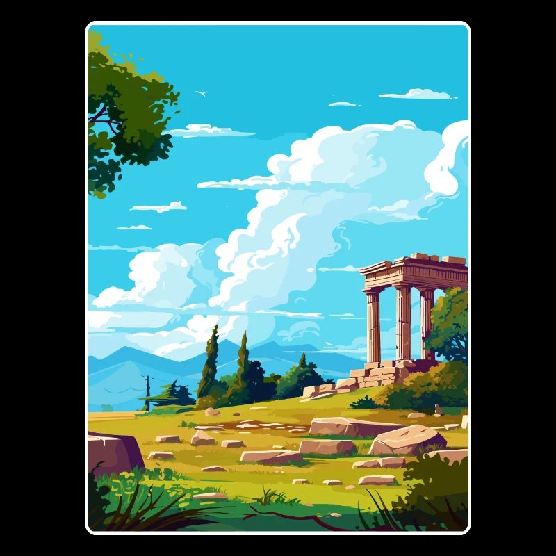 Grèce antique Affiche de voyage Souvenir WPA