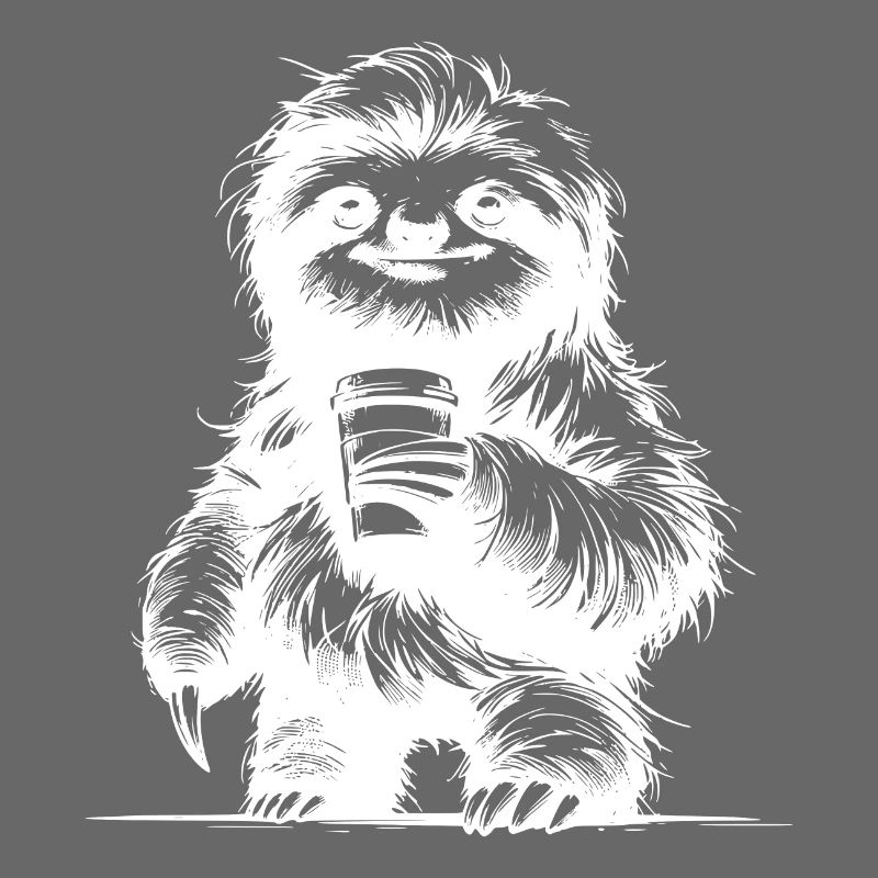 Bright Coffee Sloth Pencil Sketch