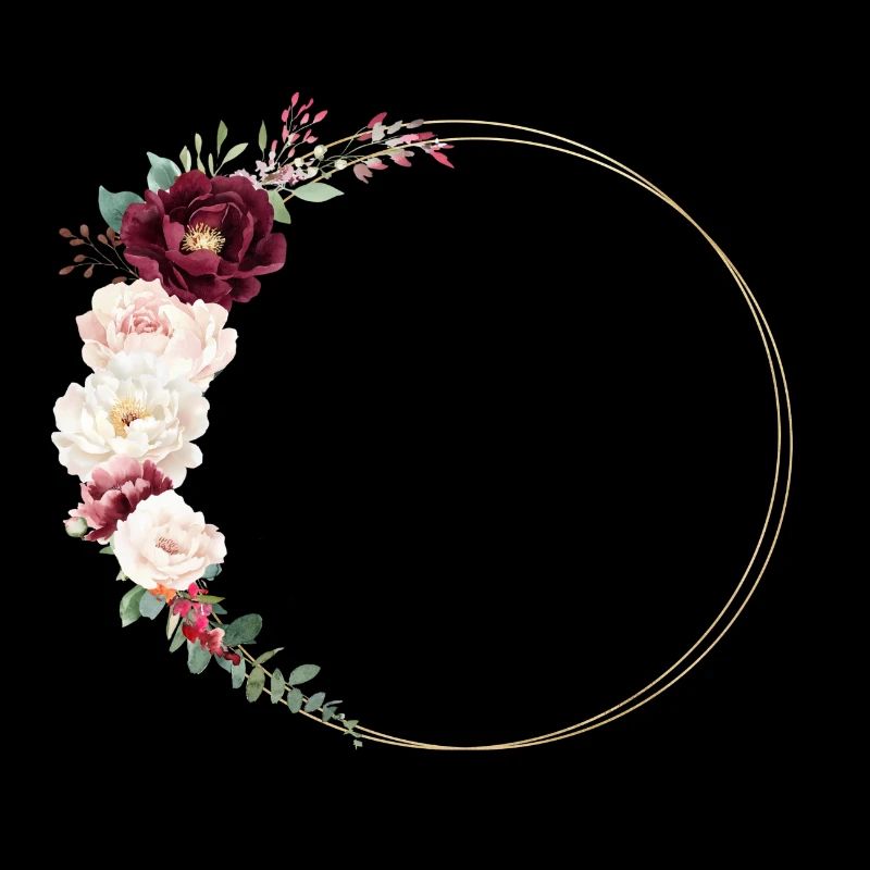 Bourgogne, Blanc, Rose, Couronne de fleurs, Personnalisable