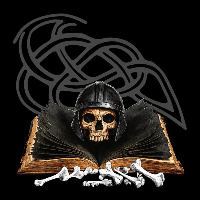 Buchband, Menschenschädel, vanitas, knotenmuster