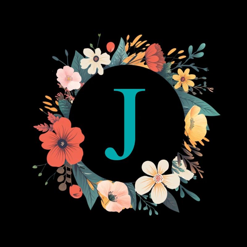 J Monogram, Couronne de fleurs, Personnalisable