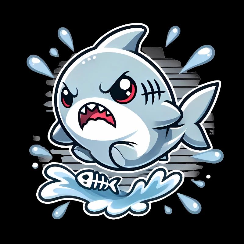 requin en colère éclaboussure dessin animé design