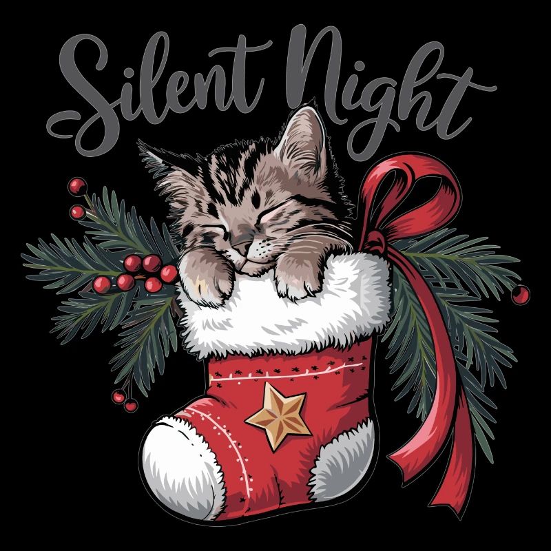 Douce nuit – Chaton en bas de Noël
