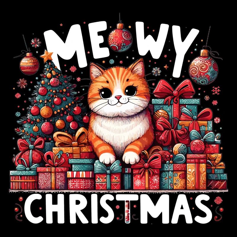 Meowy Weihnachten Katze orange witzig Geschenk
