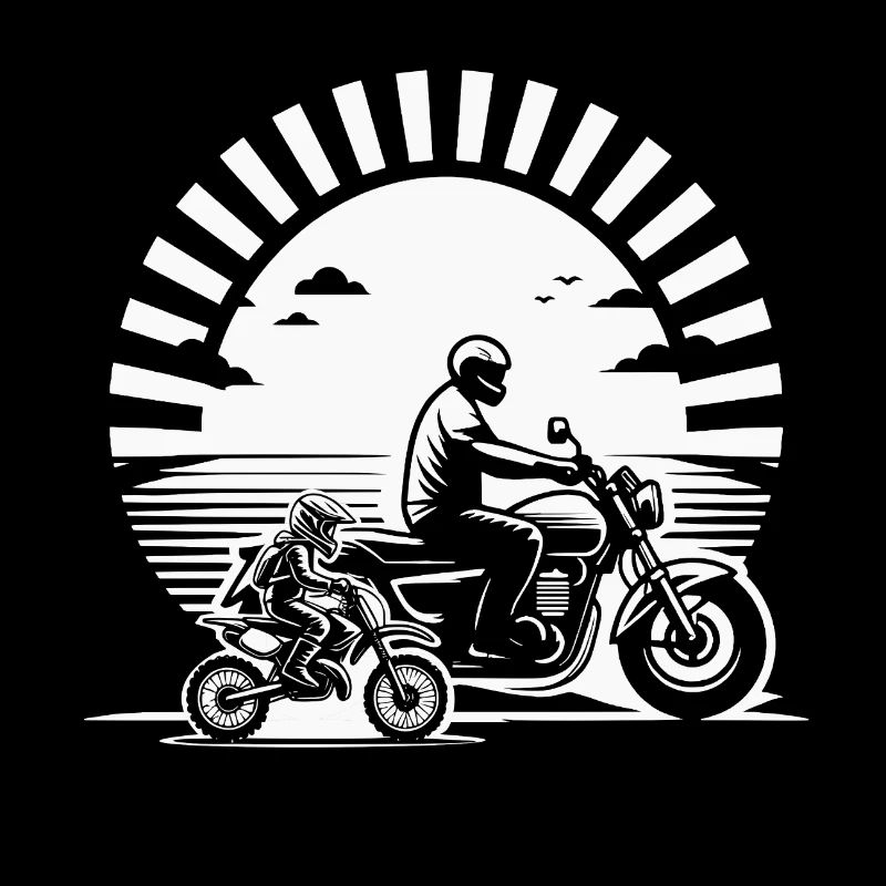 Born to Ride - Père / Papi et enfant à moto