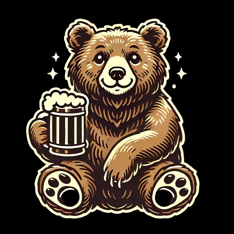 Bière drôleConception de dessin animé d’ours aimant