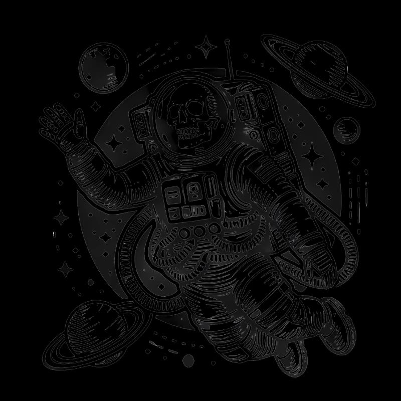 Skelett-Astronaut schwebt im All