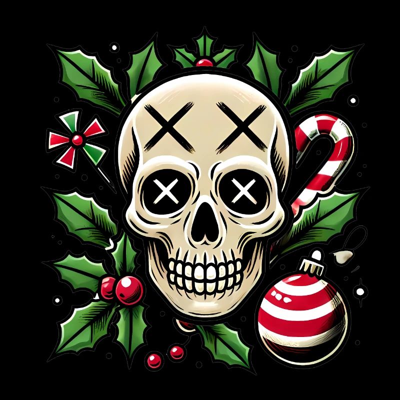 Crâne festif avec des éléments de Noël