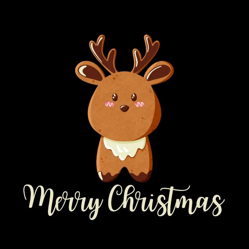 Renne pour Noël - Joyeux Noël - Crème