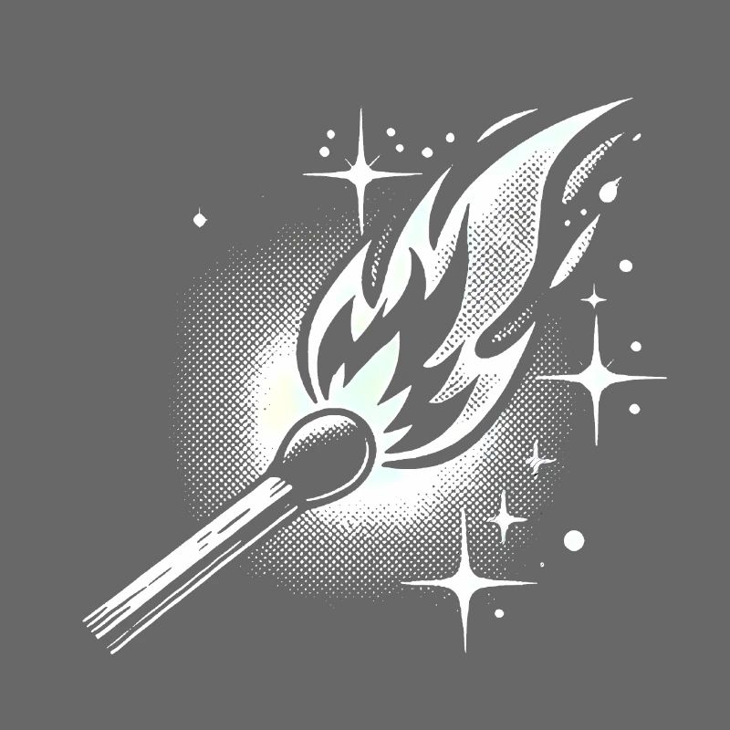 Retro Halftone Matchstick Flame