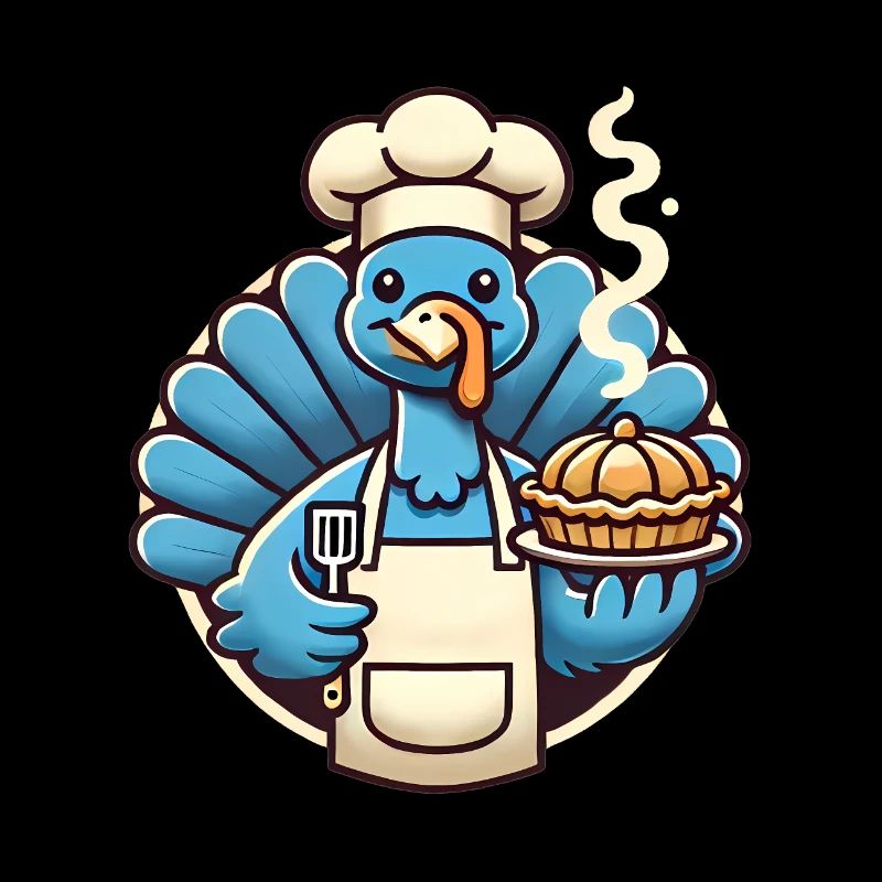 Chef Truthahn serviert Kürbiskuchen