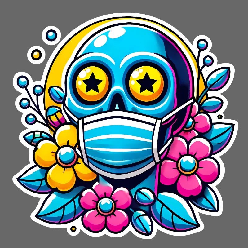 Dead Inside Skull with Rainbow Flowers