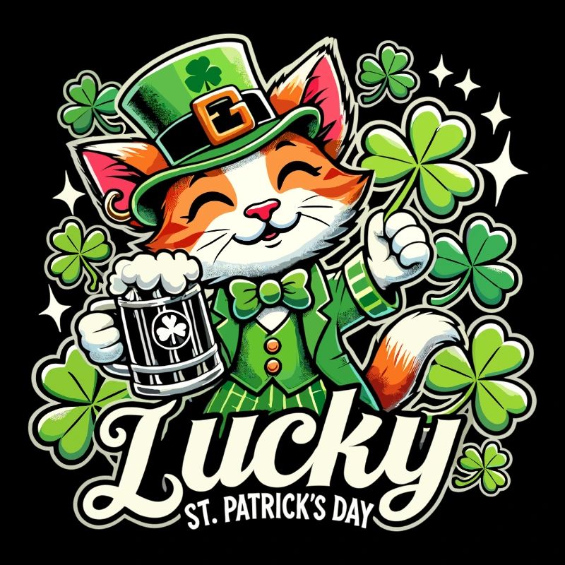 Saint-Patrick Leprechaun Cat Happy