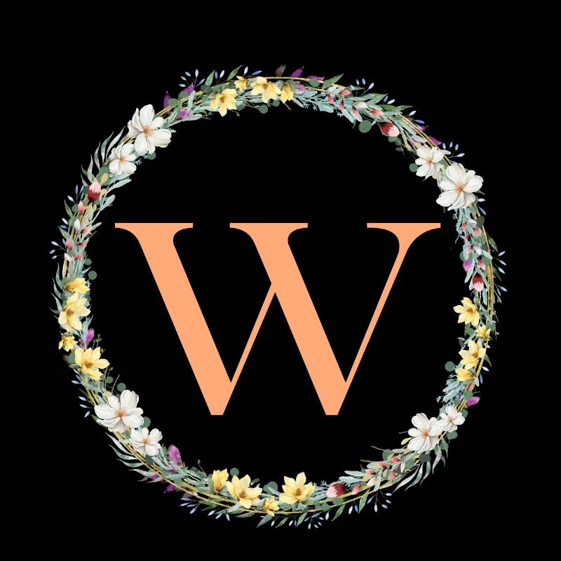 W Monogram, Couronne de fleurs, Personnalisable
