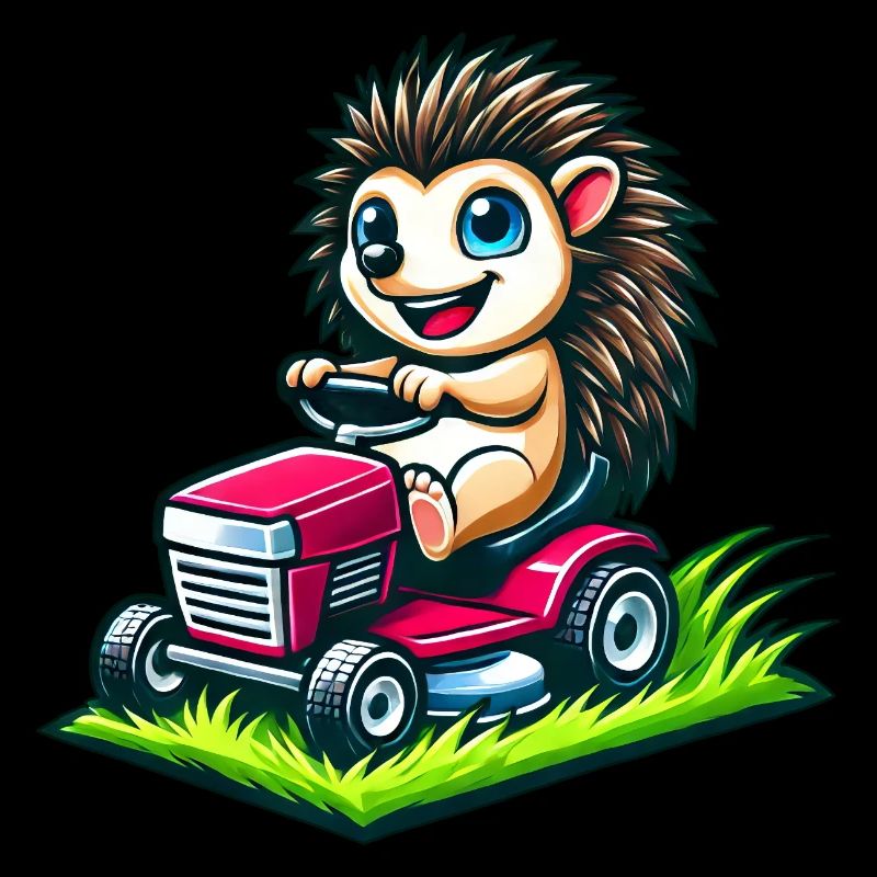 Igel auf Traktor im Garten