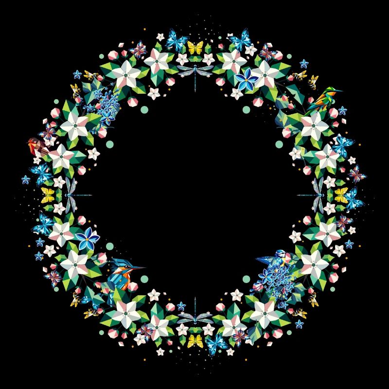Couronne de printemps - Composition de fleurs et d’animaux colorés