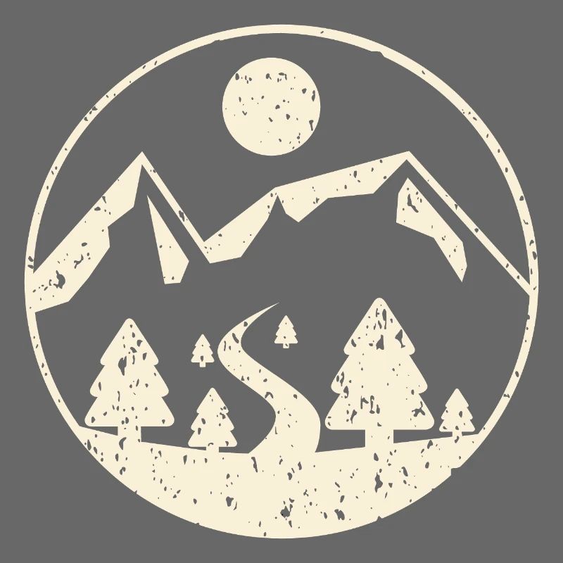 Mountain scene in circle