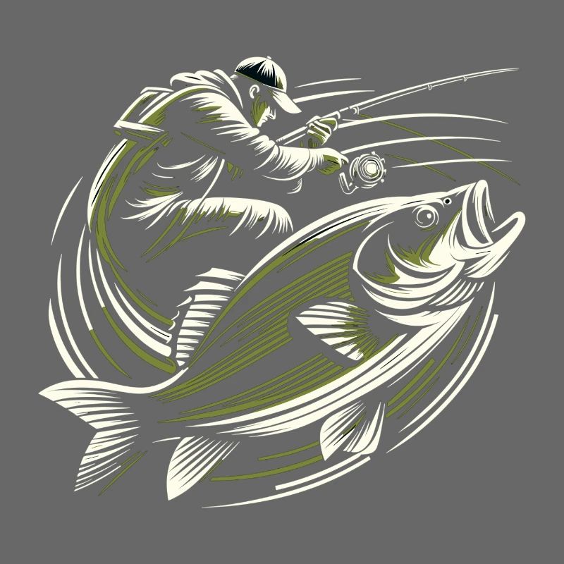 Pêche pêcheur perche poisson géant vert olive cadeau