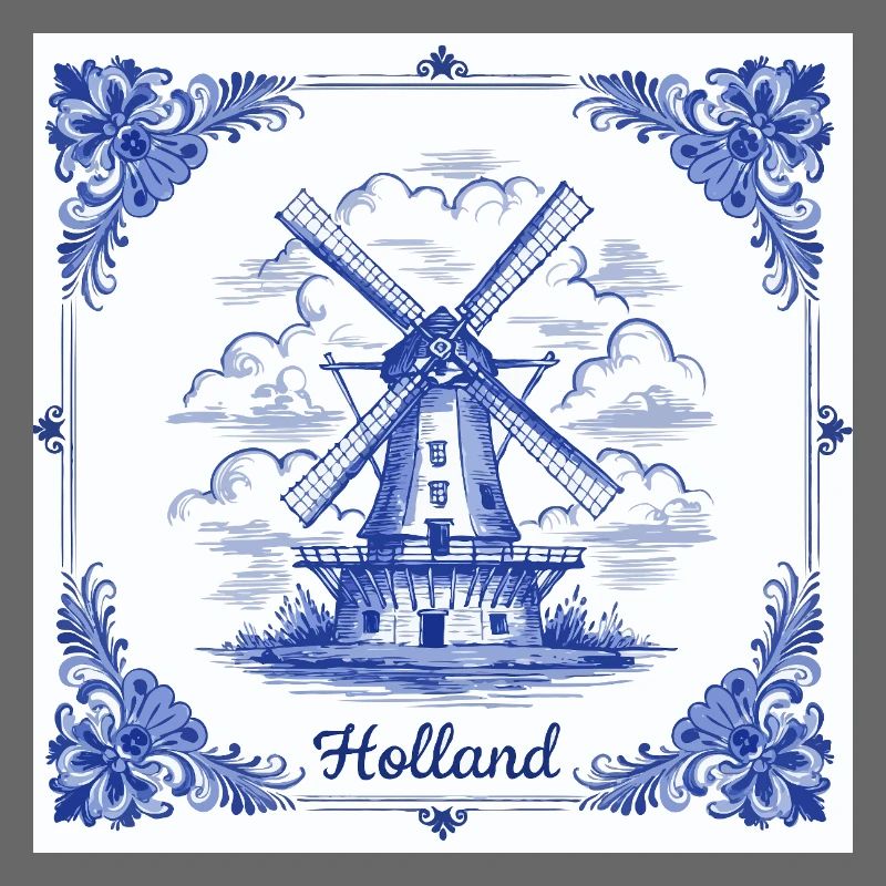 Tuile de moulin à vent bleu de Delft