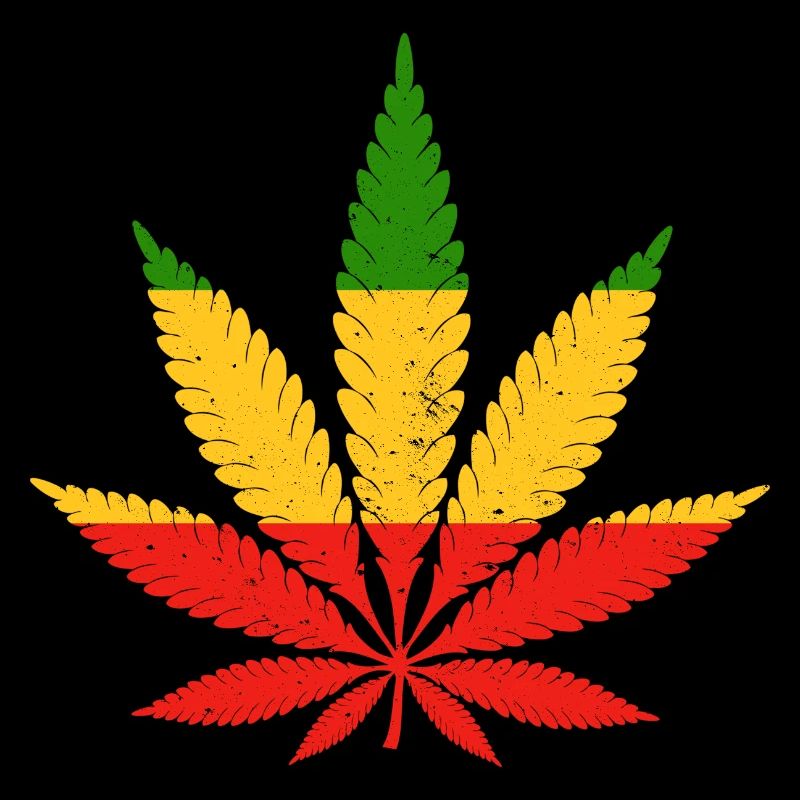 Or rouge Vert Rasta Couleurs Feuille de Cannabis