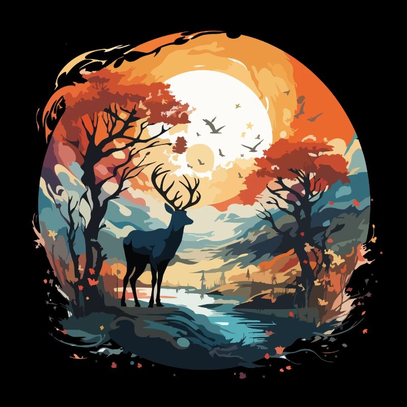 Hirsch im Herbstkreis