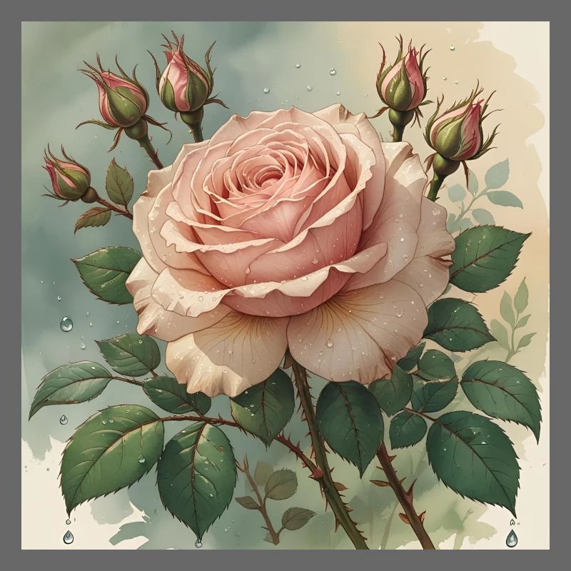 Elegantly delicate pink rose blossom