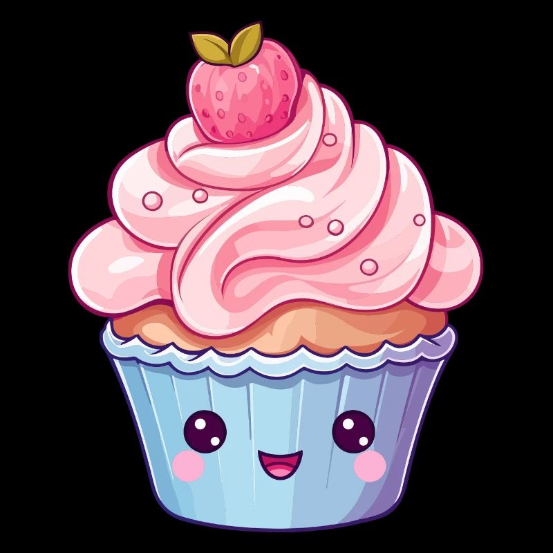 Conception de cupcake à la fraise kawaii