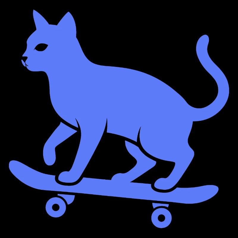 Cool Cat Skateboarder Silhouette Minimaliste