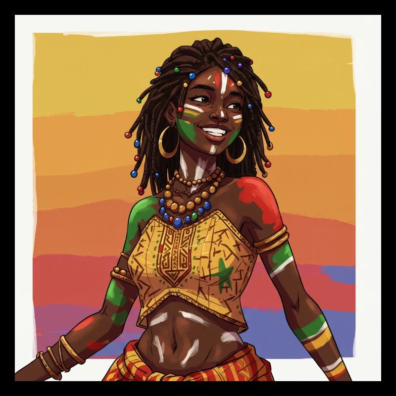 Kulturelles und buntes Afro-Afrika-Mädchen