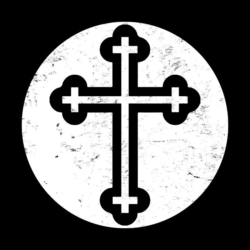 Bulgarian Orthodox Cross in White Circle