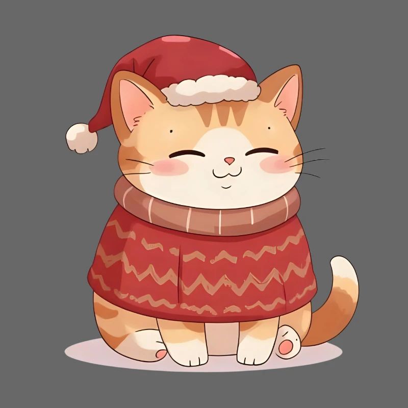 Chat Anime En Pull De Noël - Noël