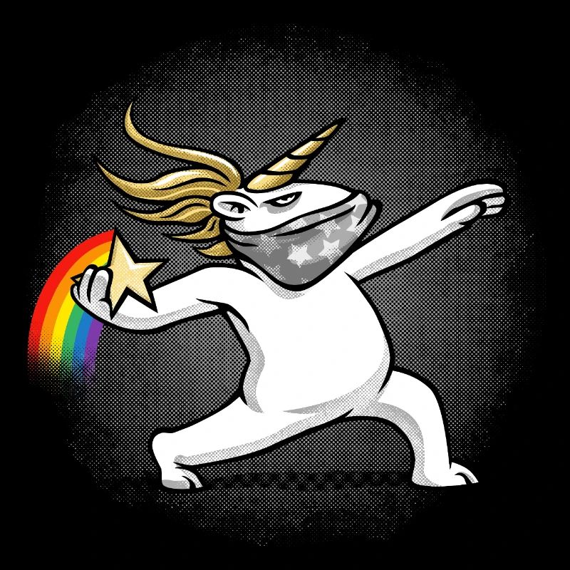 Einhorn wirft einen Regenbogen