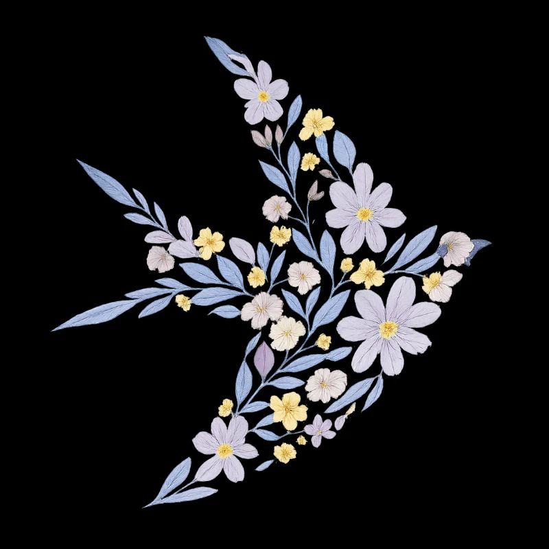 Nordic Floral - Sanftes Violett Vogel