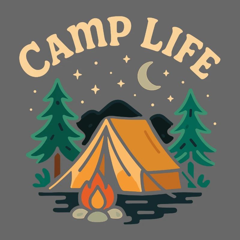 Evening tented camp with starry sky