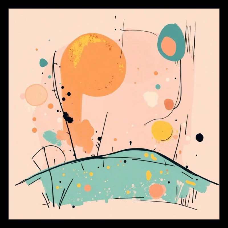 Abstract sun and landscape illustration