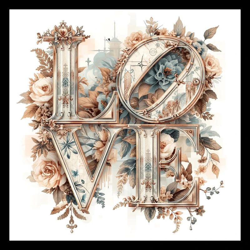 Love Blossoms Vintage Typography