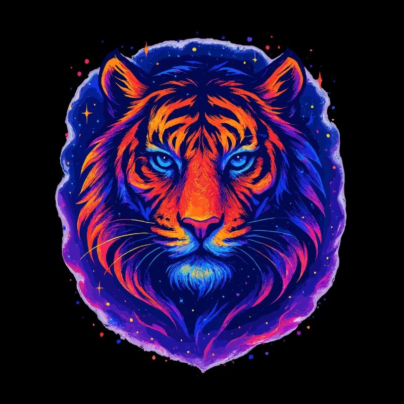 Neon Tiger Kunst Design – Wilder Blick
