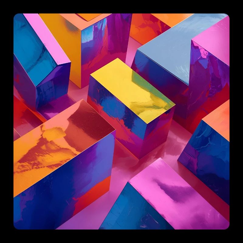 Neon 3D blocks colorful with shiny effect