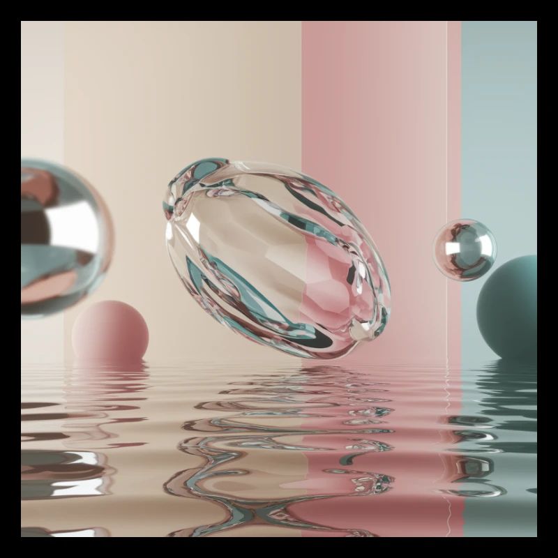 Pastel reflections in an abstract sphere